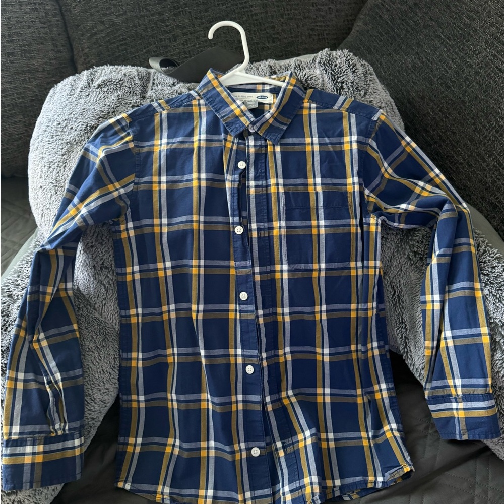 Old Navy Boy’s Blue and Yellow Plaid Button Down Shirt